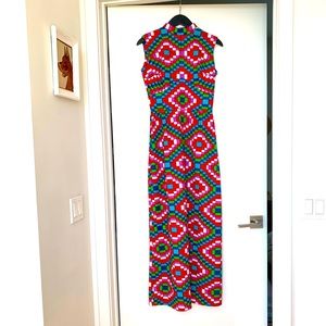 Vintage 70s poly print dress